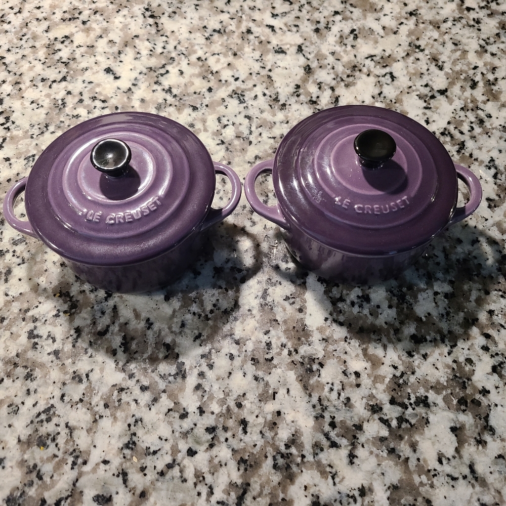 Le Creuset Mini Round Cocotte, Cassis, Set of 2